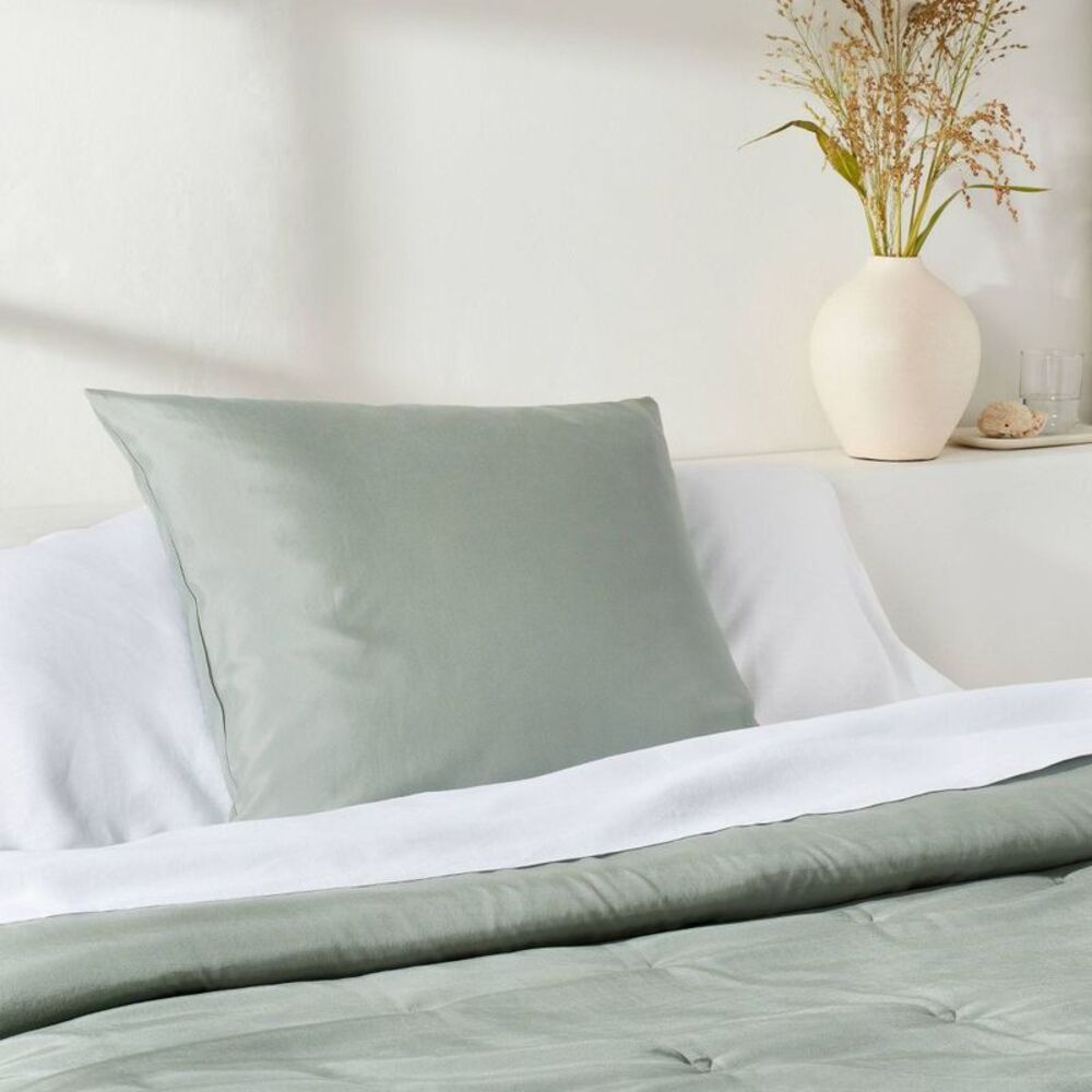 Casaluna -  Comforter Sham Cotton-Lyocell Blend OEKO- Green - Picture 2 of 4